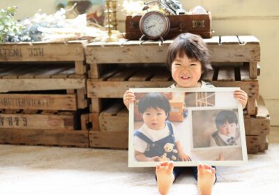 ＜3才バースデー＞ちいさなボクの写真と一緒に