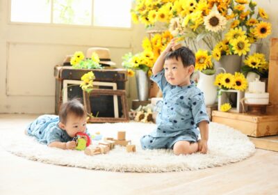 <ハーフバースデー>夏の思い出　おそろい甚平